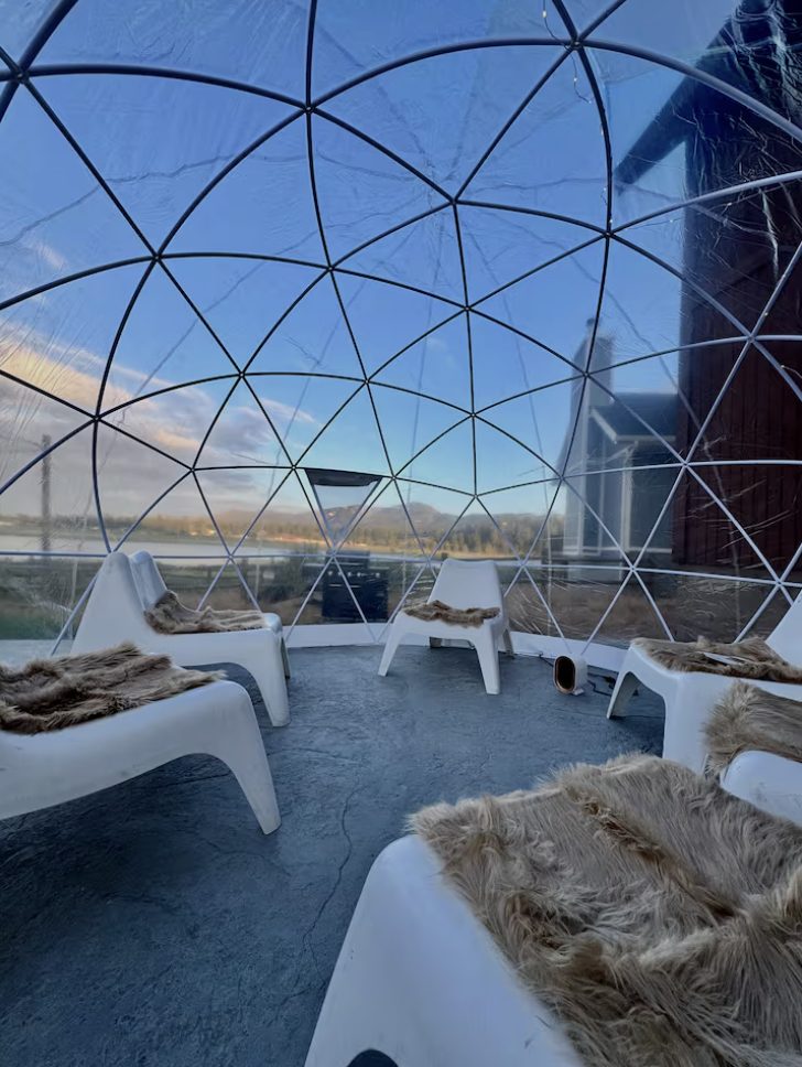 Lake view from inside the dome
